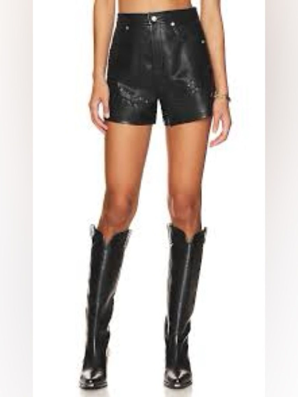 Blank NYC Black High-Waist Faux Leather Shorts